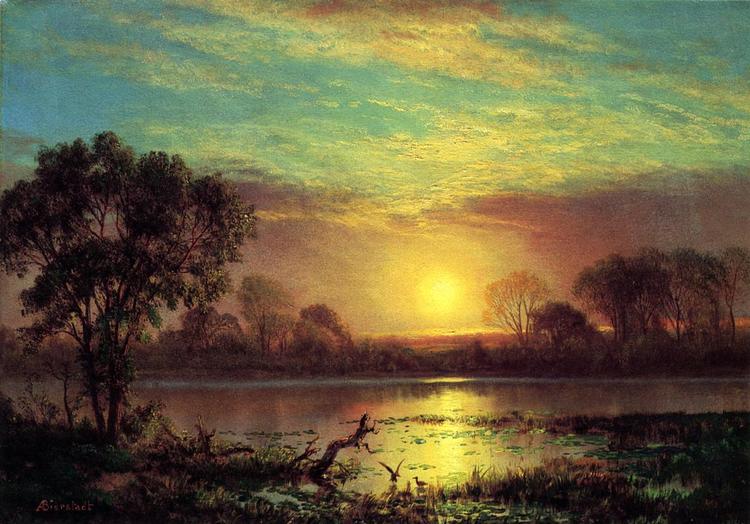 Albert Bierstadt Oil Painting Evening, Owens Lake, California